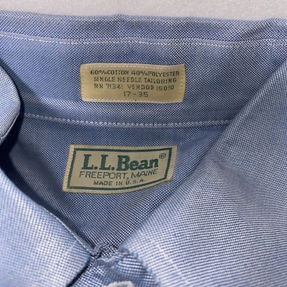 Vintage American LL Bean Men 17-35 Single Needle Tailoring Blue Button Down - Picture 14 of 14